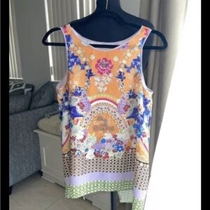 Clover Canyon Orange and Blue Floral Tank Top open back